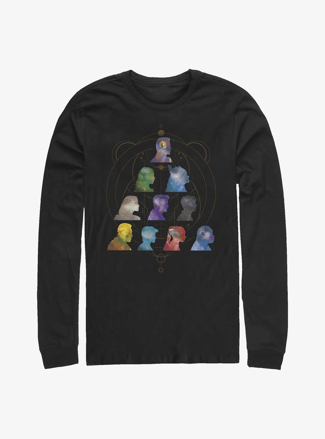 Marvel Eternals Silhouette Galaxy Heads Long-Sleeve T-Shirt