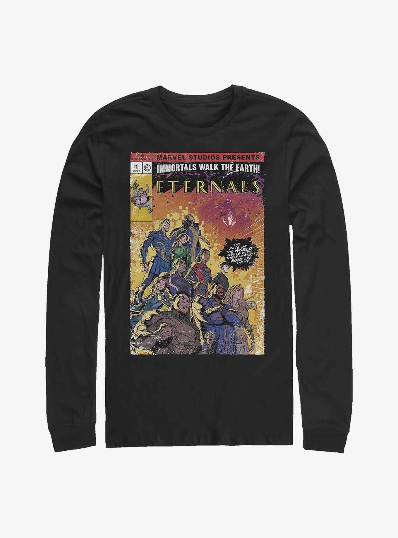 Marvel Eternals Vintage Style Comic Cover Long-Sleeve T-Shirt, BLACK, hi-res