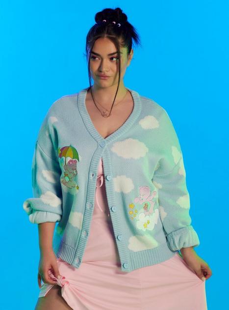 Care Bears Cloud Chunky Knit Skimmer Girls Cardigan Plus Size | Hot Topic