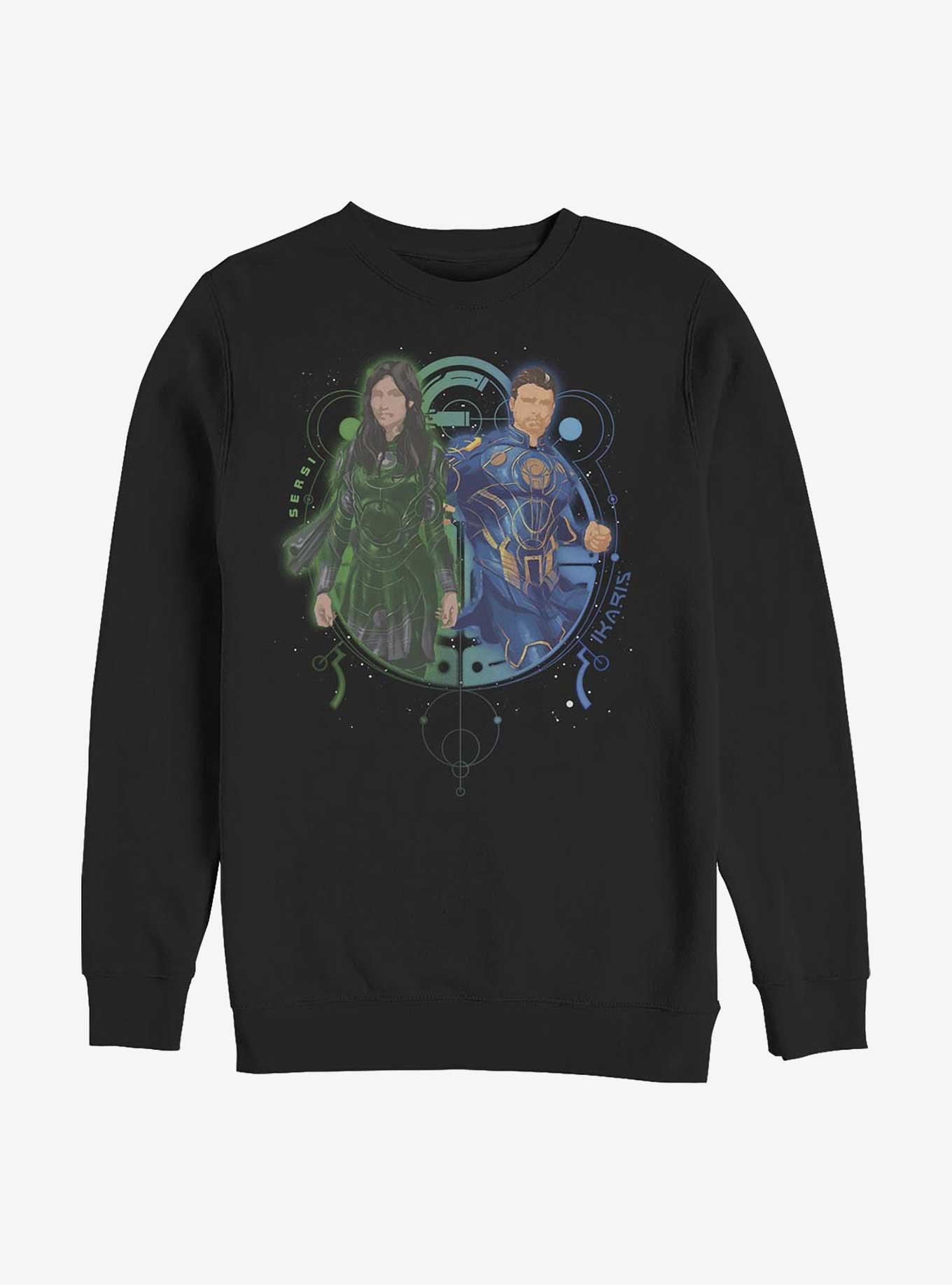 Marvel Eternals Sersi And Ikaris Duo Crew Sweatshirt, BLACK, hi-res