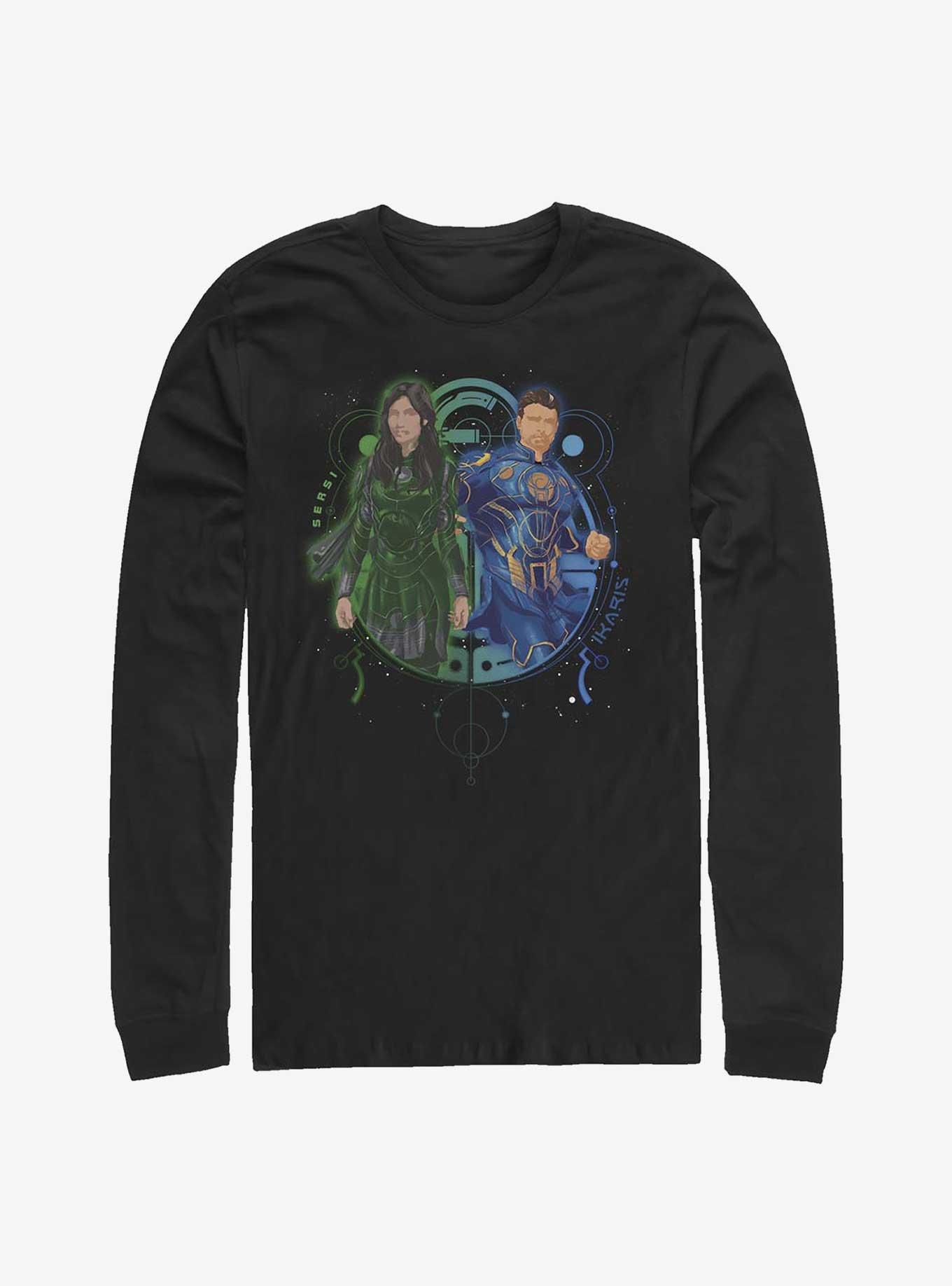 Marvel Eternals Sersi And Ikaris Duo Long-Sleeve T-Shirt, BLACK, hi-res