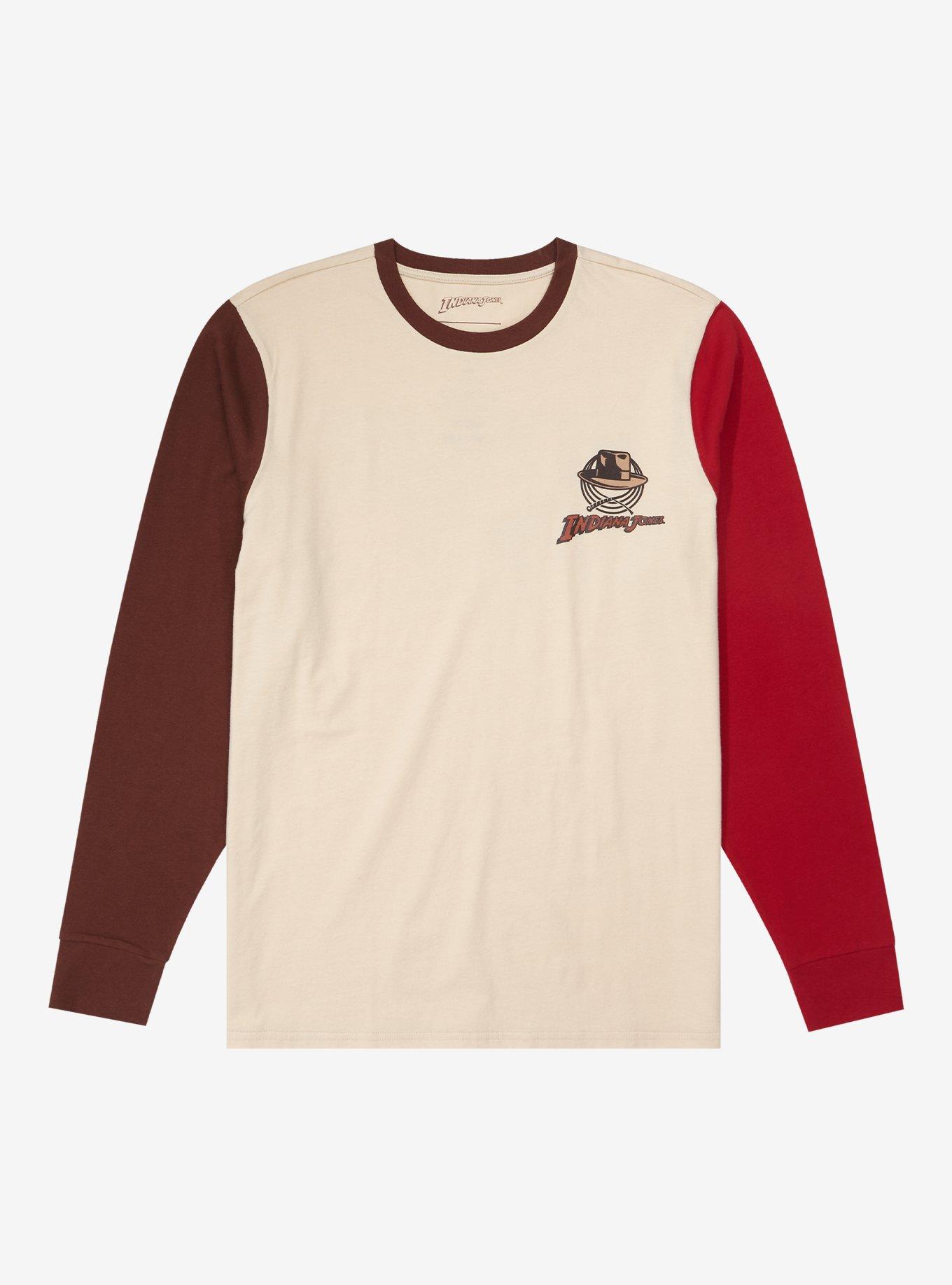 Indiana Jones Map Color Block Long Sleeve T-Shirt - BoxLunch Exclusive, TANBEIGE, hi-res