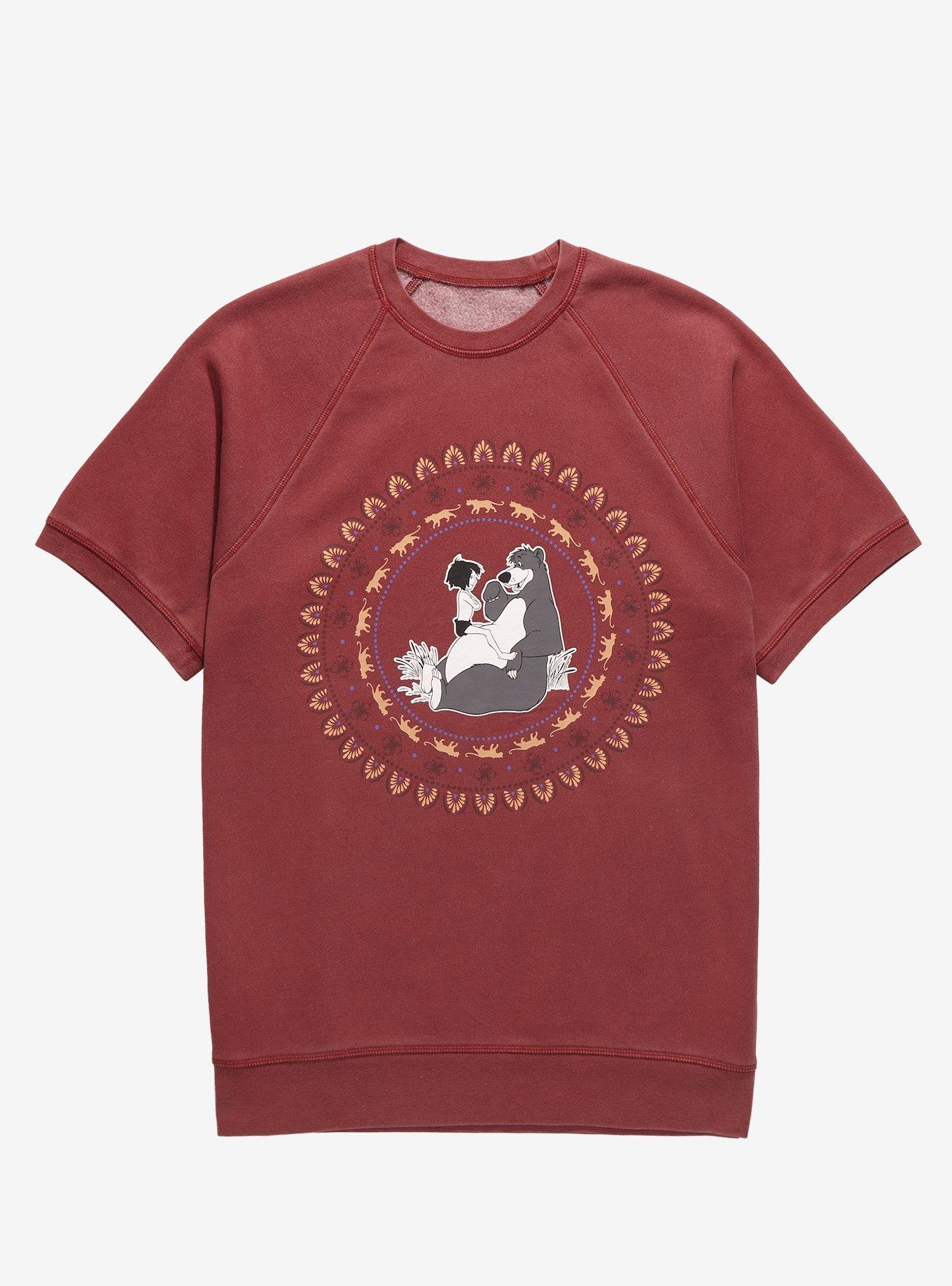 Disney The Jungle Book Baloo & Mowgli Circle Portrait Short Sleeve Sweatshirt - BoxLunch Exclusive, DARK RED, hi-res