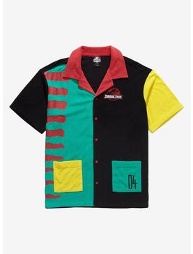 Plus Size Jurassic Park Color Block Terry Cloth Button-Up - BoxLunch Exclusive, , hi-res