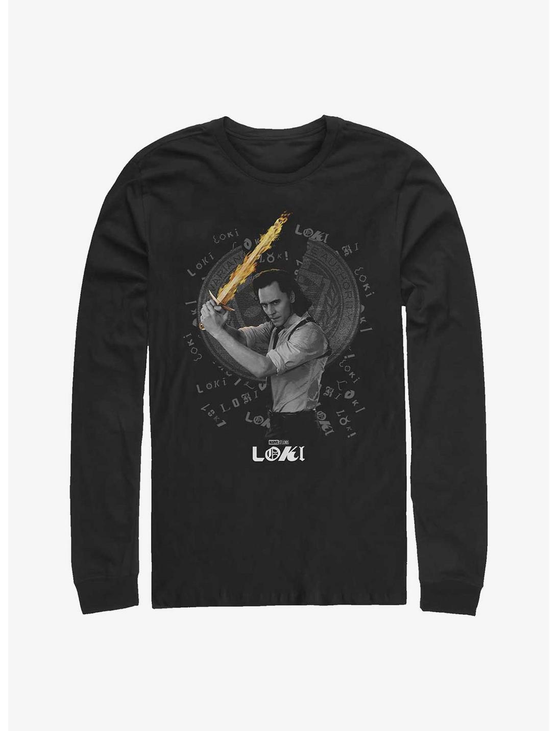 Marvel Loki Wielding Laevateinn Sword Long-Sleeve T-Shirt, BLACK, hi-res