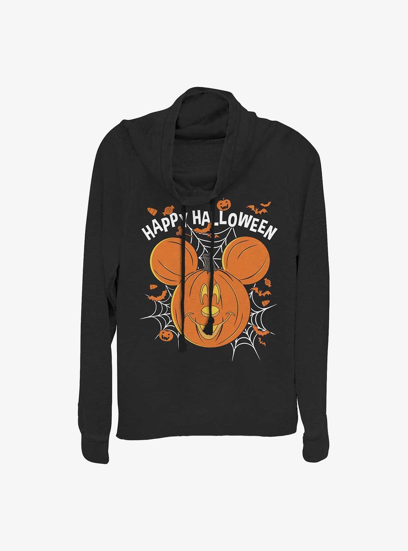 Disney Mickey Mouse Jack-O'-Lantern Womens Cowlneck Long-Sleeve Top, , hi-res