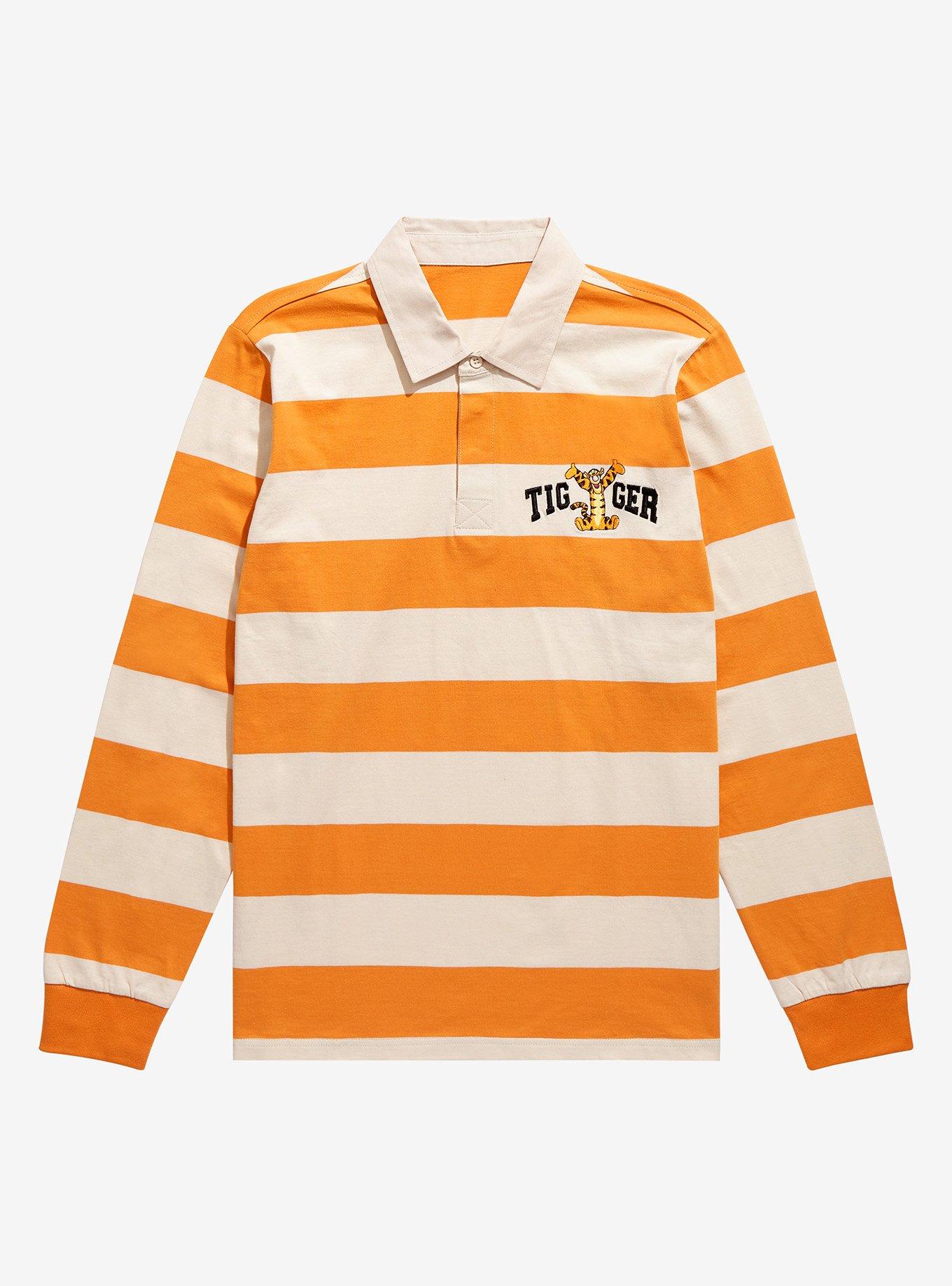 Disney Winnie the Pooh Tigger Striped Collared Long Sleeve T-Shirt - BoxLunch Exclusive, ORANGE, hi-res