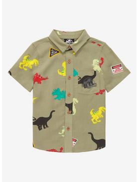 Plus Size Jurassic Park Dinosaurs Allover Print Toddler Woven Button-Up - BoxLunch Exclusive, , hi-res