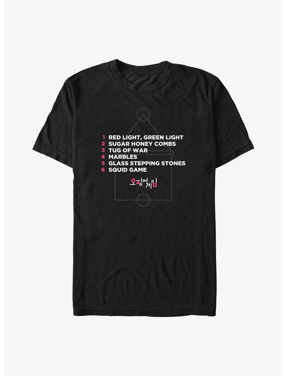 Squid Game Game List T-Shirt, BLACK, hi-res