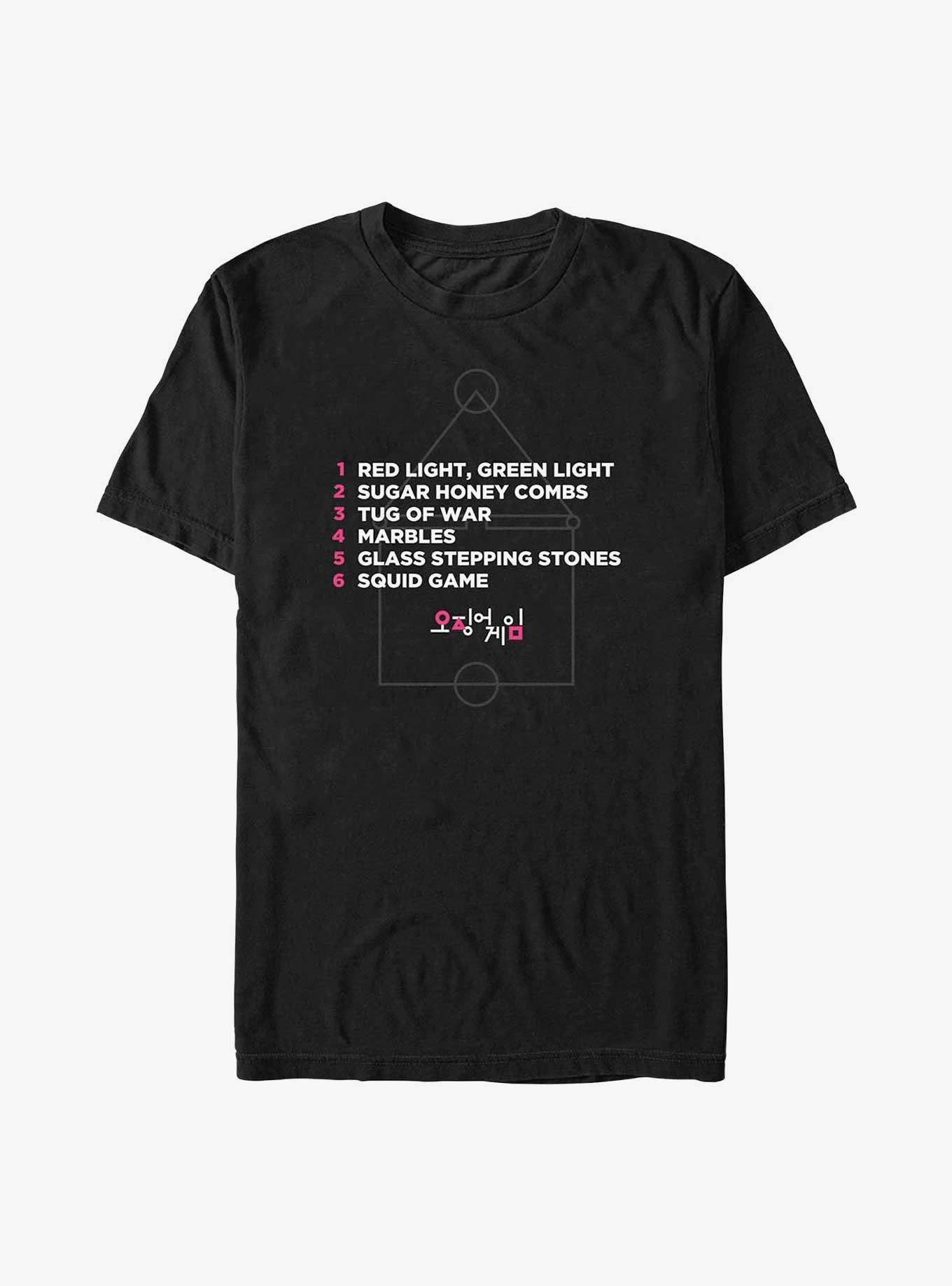 Squid Game Game List T-Shirt, BLACK, hi-res