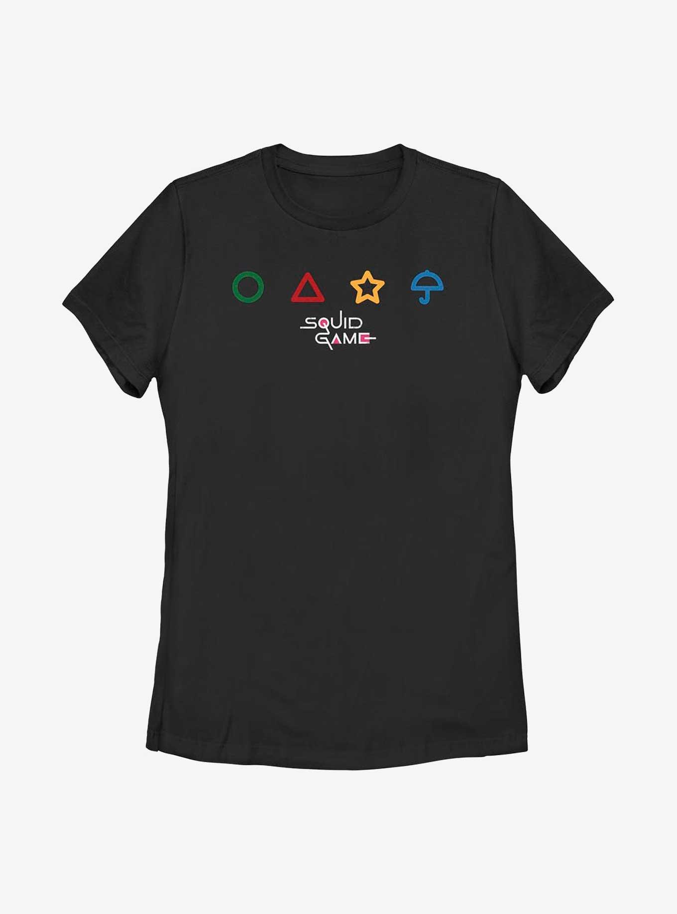 Squid Game Dalgona Candy Shapes Womens T-Shirt, BLACK, hi-res