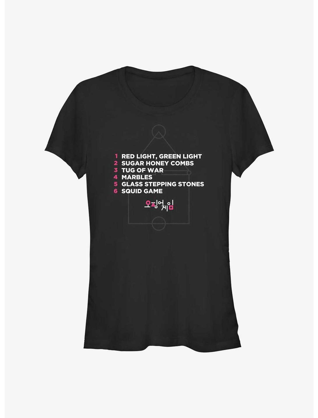 Squid Game Games List Girls T-Shirt, BLACK, hi-res