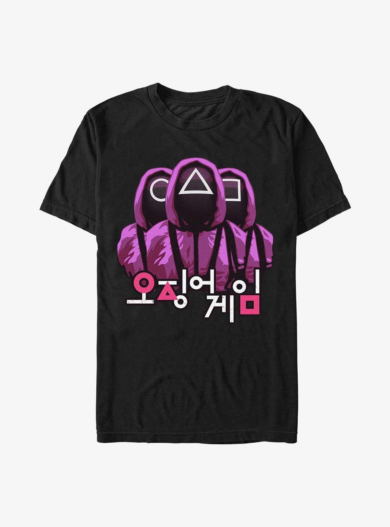 Squid Game Three Pink Guys T-Shirt, BLACK, hi-res