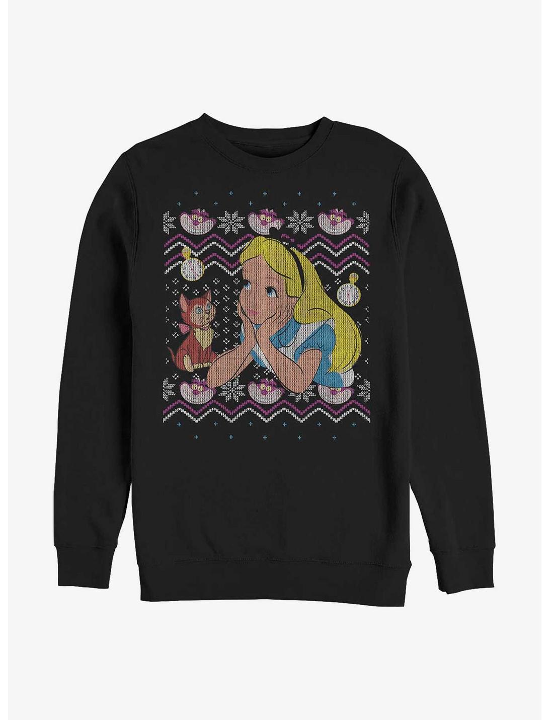 Disney Alice In Wonderland Stitched Look Alice Sweatshirt, BLACK, hi-res
