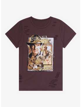 Indiana Jones Portrait Distressed Women's T-Shirt - BoxLunch Exclusive, , hi-res