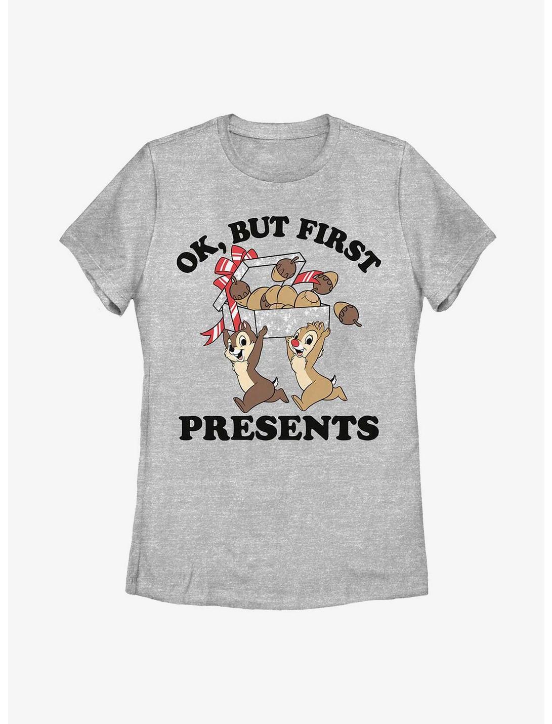 Disney Chip 'N' Dale But First Presents Womens T-Shirt, ATH HTR, hi-res
