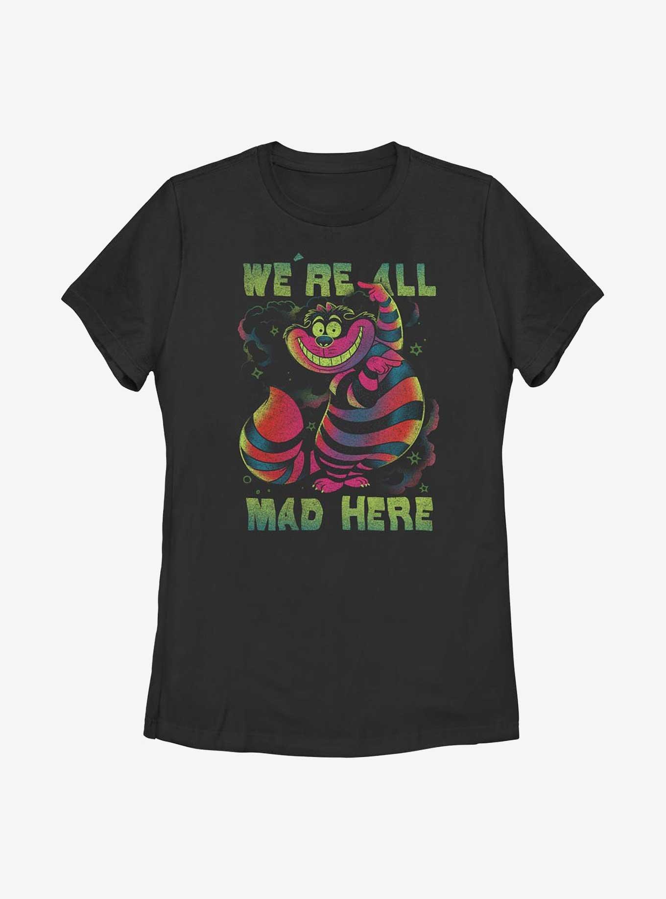 Disney Alice In Wonderland Cheshire Cat All Mad Womens T-Shirt, BLACK, hi-res