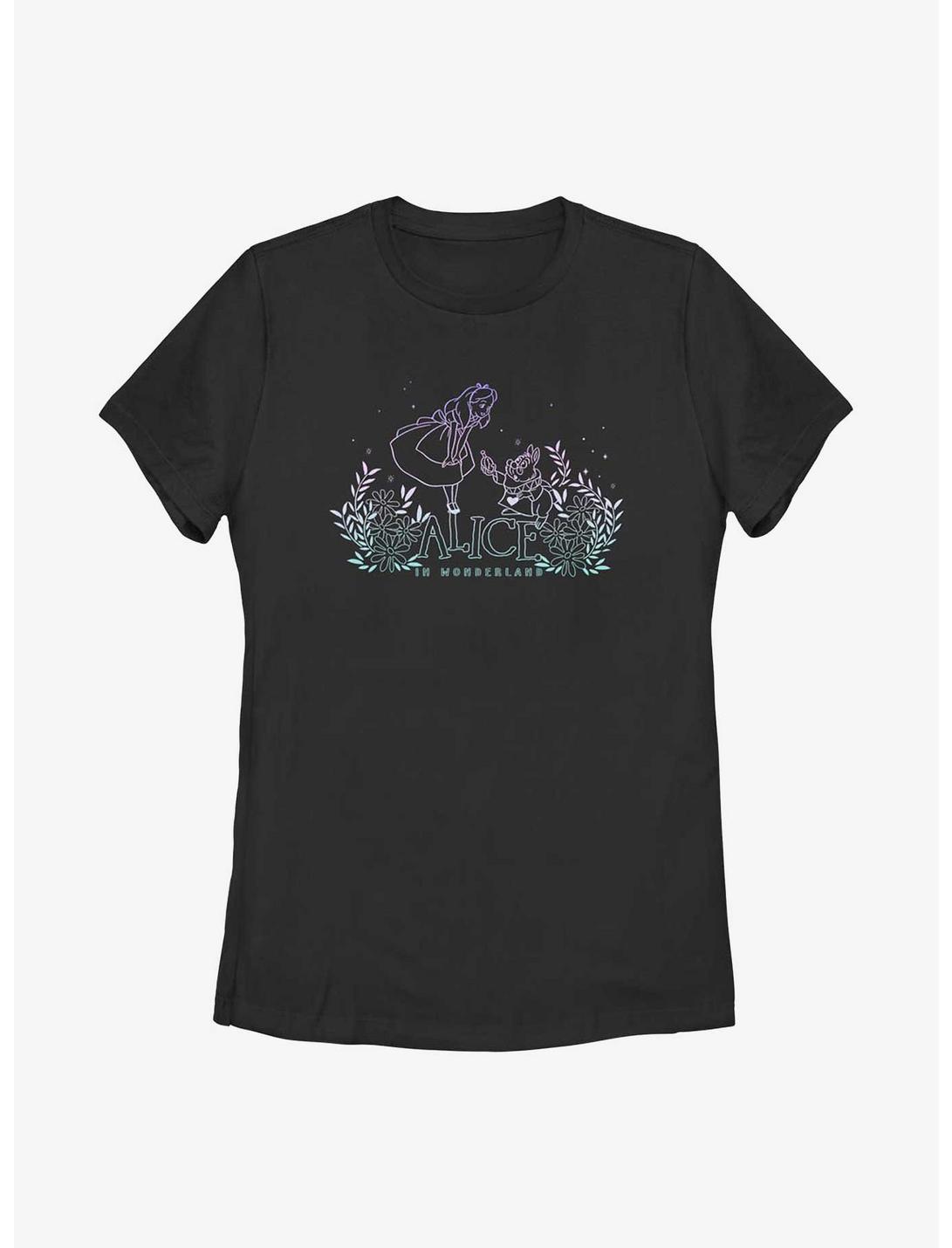 Disney Alice In Wonderland Gradient Alice & White Rabbit Womens T-Shirt, BLACK, hi-res