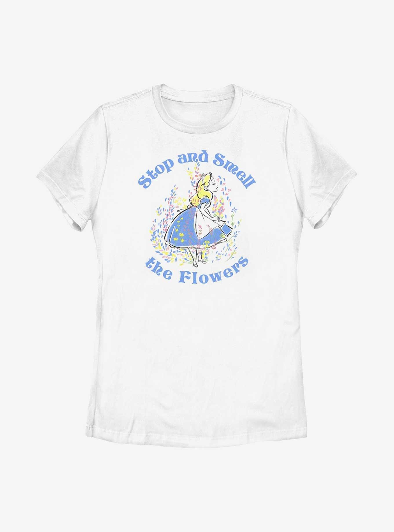 Disney Alice In Wonderland Pastel Stop & Smell The Flowers Womens T-Shirt, , hi-res
