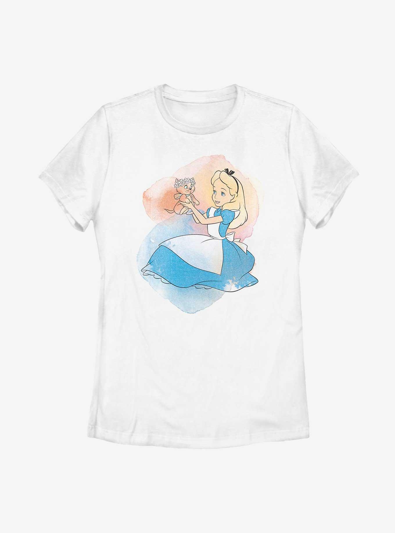 Disney Alice In Wonderland Watercolor Alice Womens T-Shirt, WHITE, hi-res
