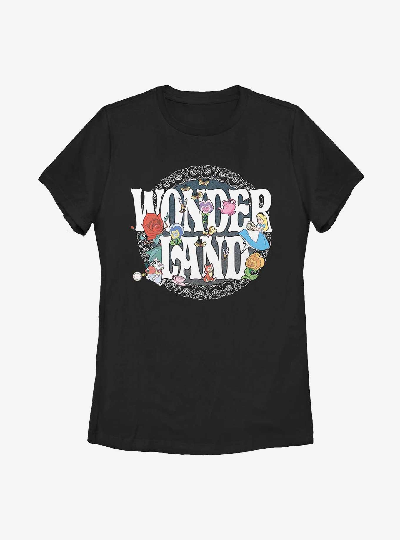 Disney Alice In Wonderland Flowers & Characters Womens T-Shirt, , hi-res