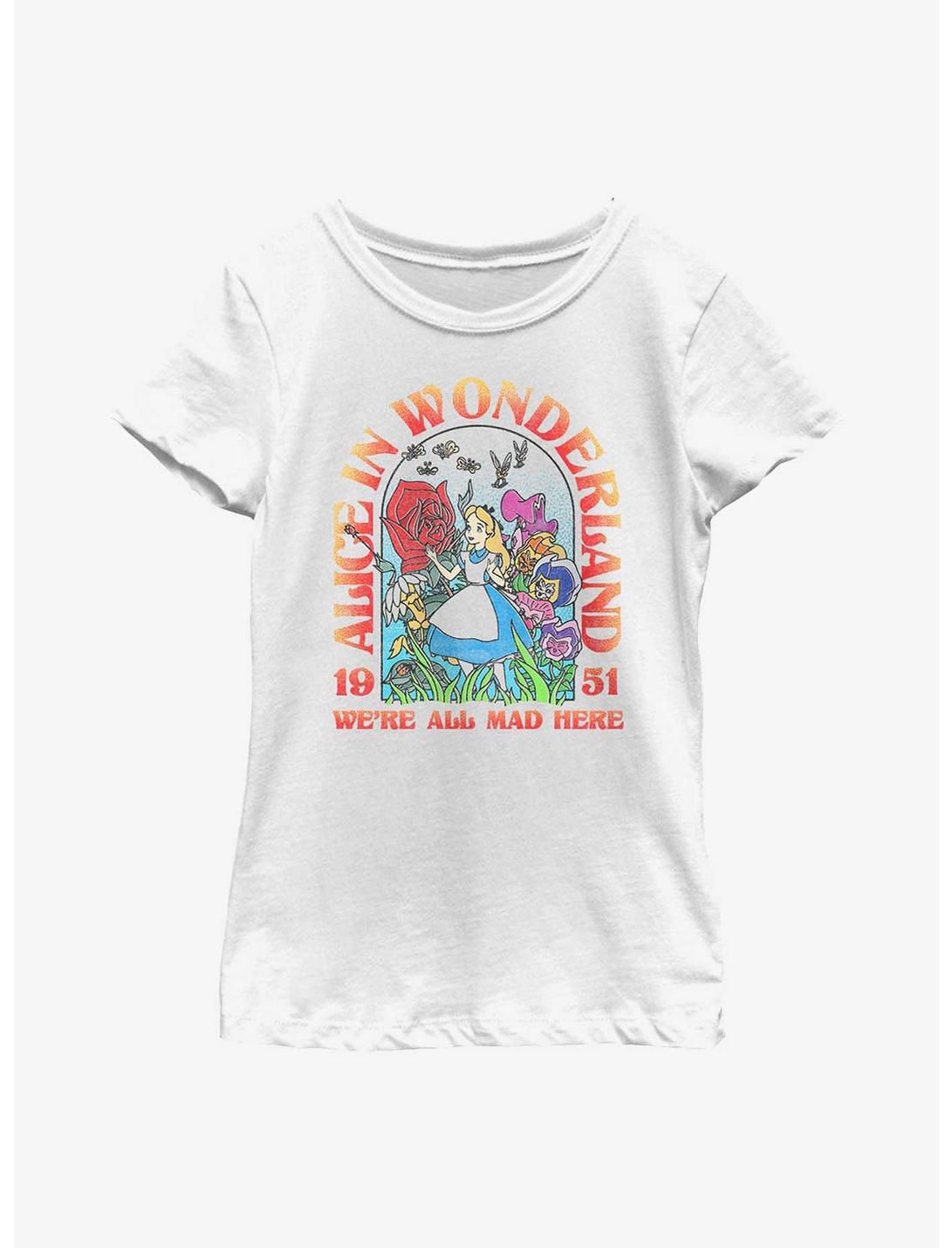 Disney Alice In Wonderland 1951 We're All Mad Here Youth Girls T-Shirt, WHITE, hi-res