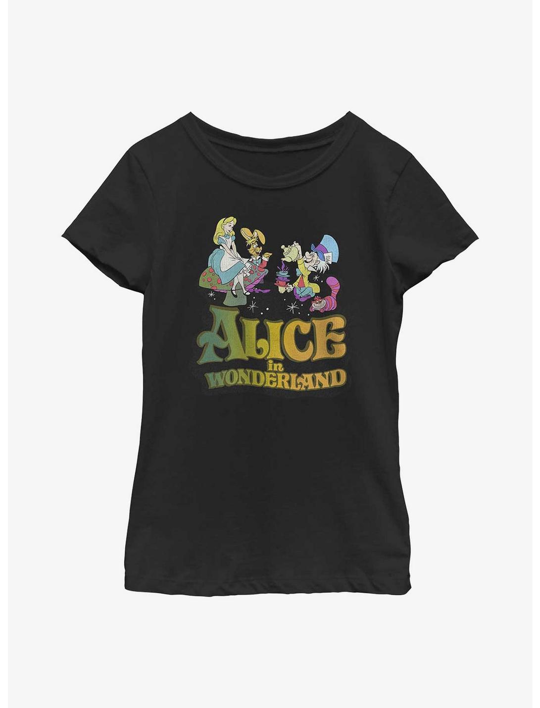 Disney Alice In Wonderland Trippy Title Youth Girls T-Shirt, BLACK, hi-res