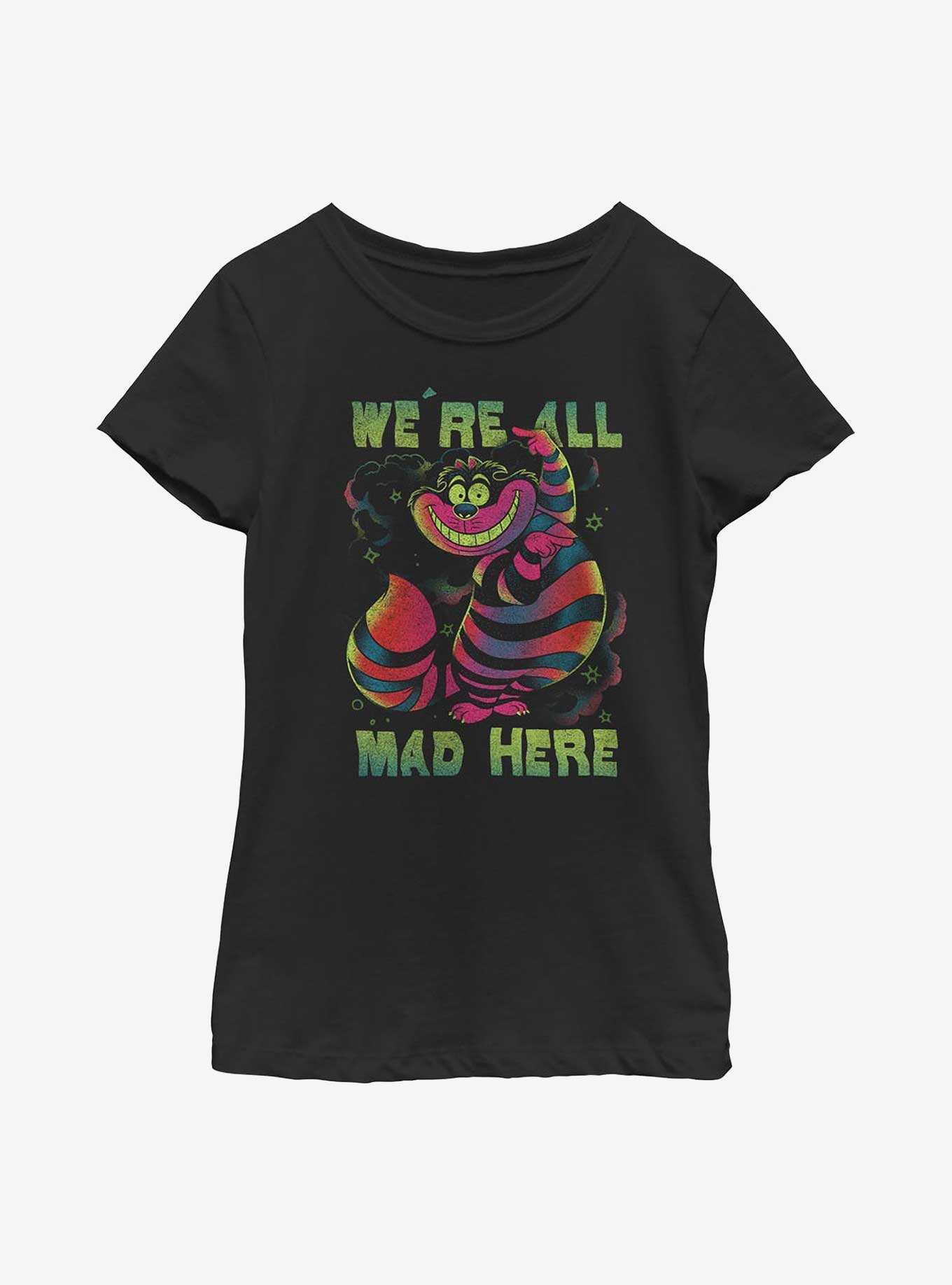Disney Alice In Wonderland Cheshire Cat All Mad Youth Girls T-Shirt, , hi-res