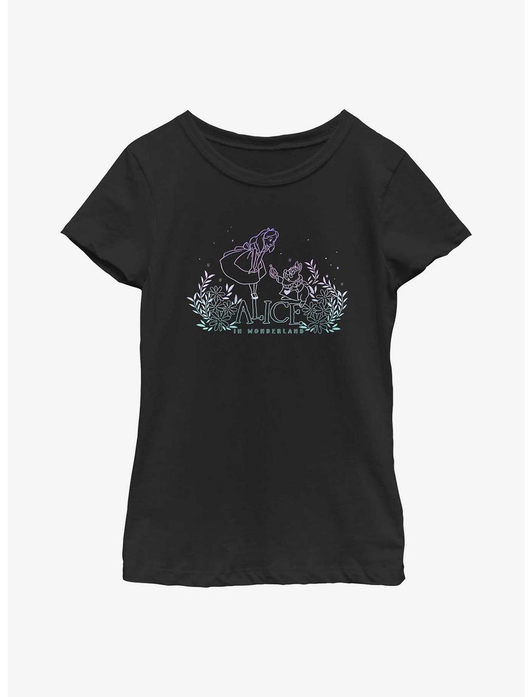 Disney Alice In Wonderland Gradient Alice & White Rabbit Youth Girls T-Shirt, BLACK, hi-res