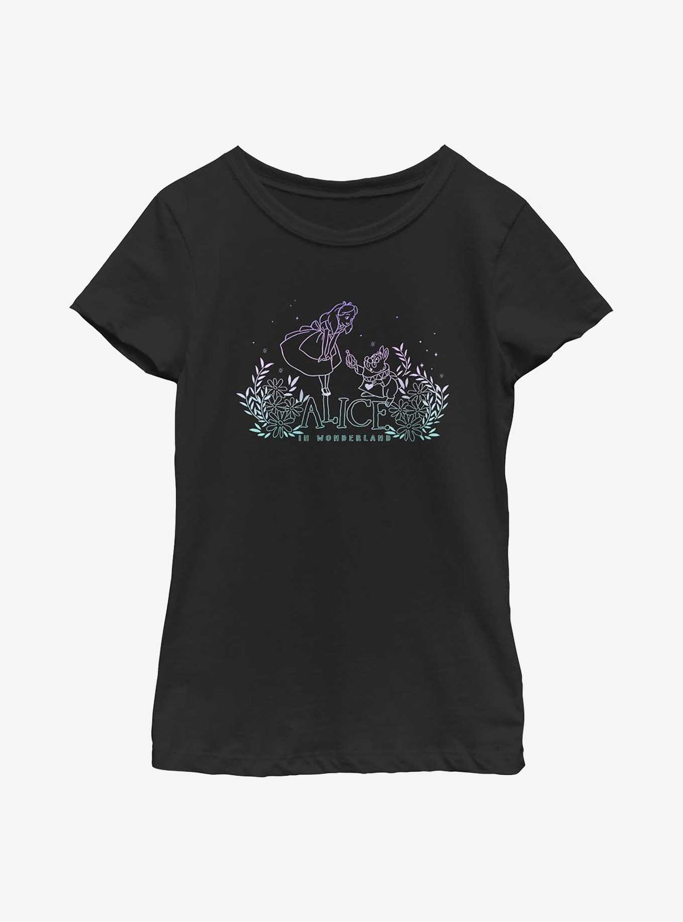 Disney Alice In Wonderland Gradient Alice & White Rabbit Youth Girls T-Shirt, , hi-res