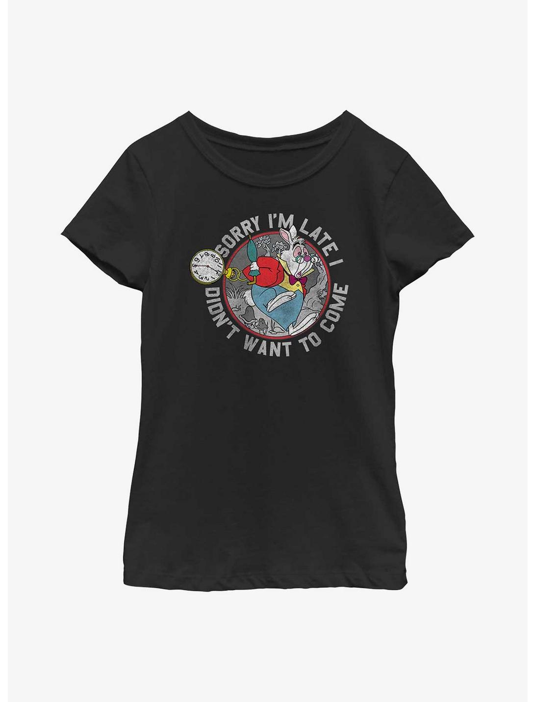 Disney Alice In Wonderland Late White Rabbit Youth Girls T-Shirt, BLACK, hi-res