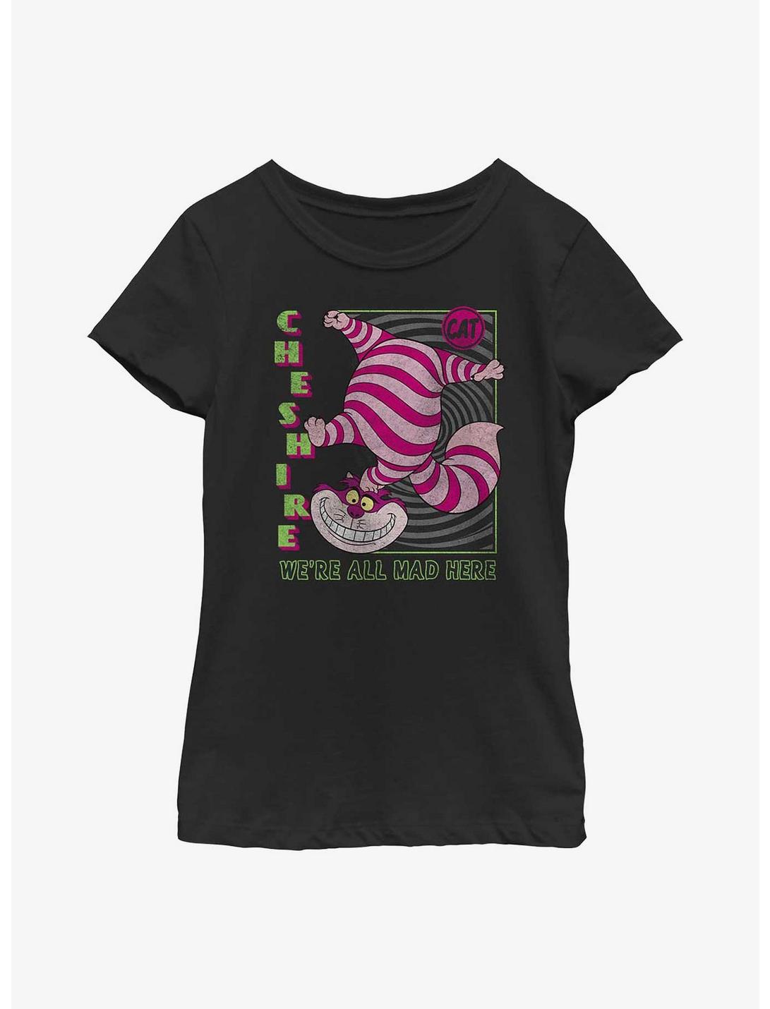 Disney Alice In Wonderland Cheshire Cat We're All Mad Youth Girls T-Shirt, BLACK, hi-res