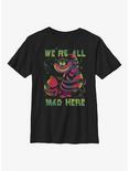 Disney Alice In Wonderland Cheshire Cat All Mad Youth T-Shirt, BLACK, hi-res
