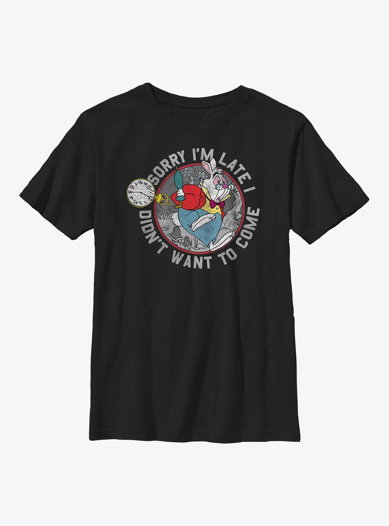Disney Alice In Wonderland Late White Rabbit Youth T-Shirt, BLACK, hi-res