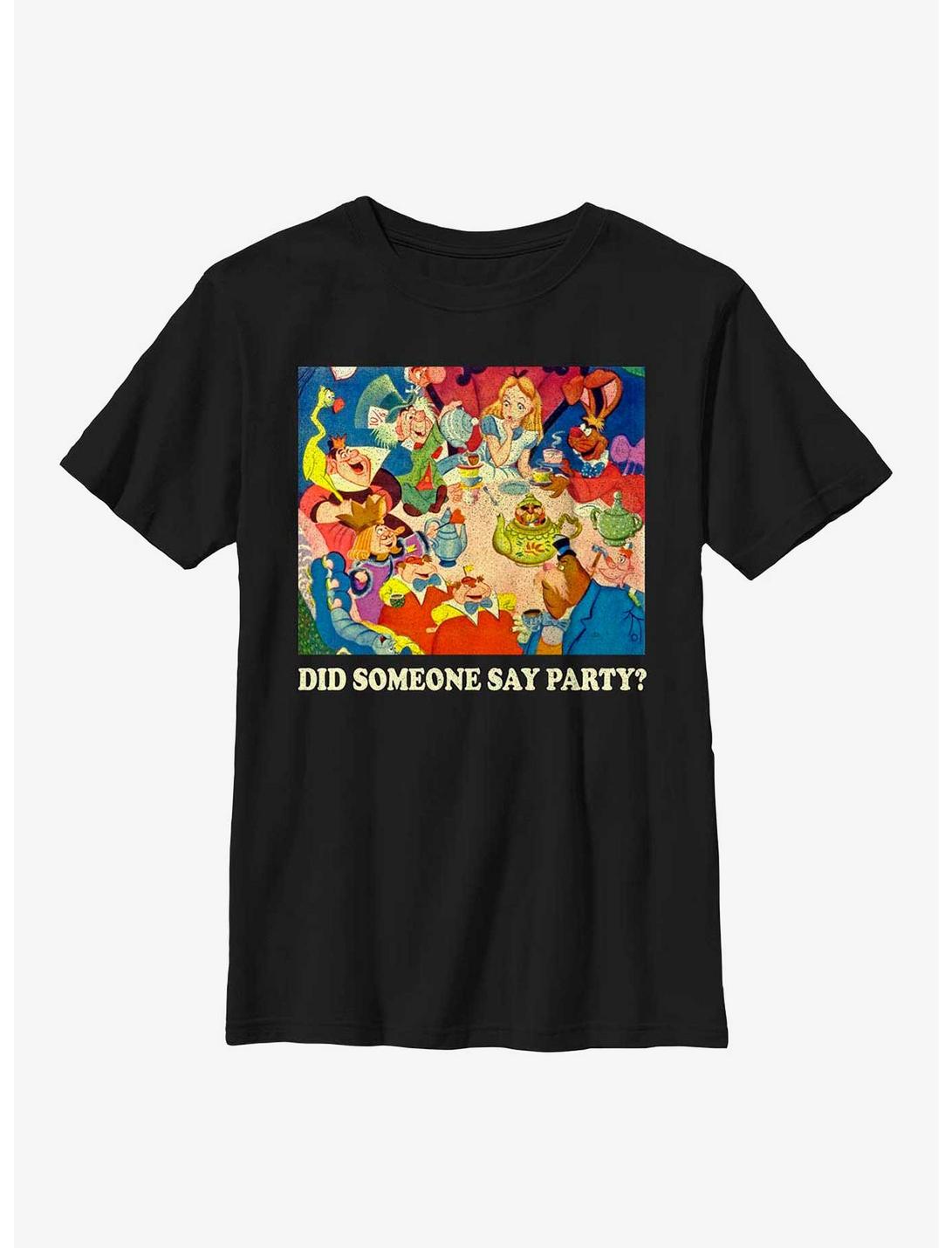 Disney Alice In Wonderland Did Someone Say Party? Youth T-Shirt, BLACK, hi-res