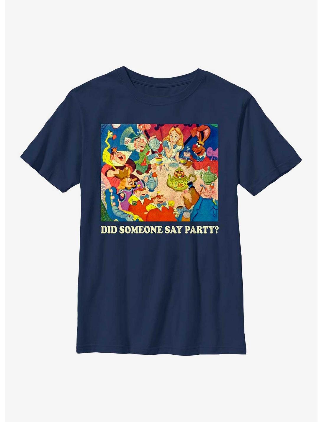 Disney Alice In Wonderland Did Someone Say Party? Youth T-Shirt, NAVY, hi-res