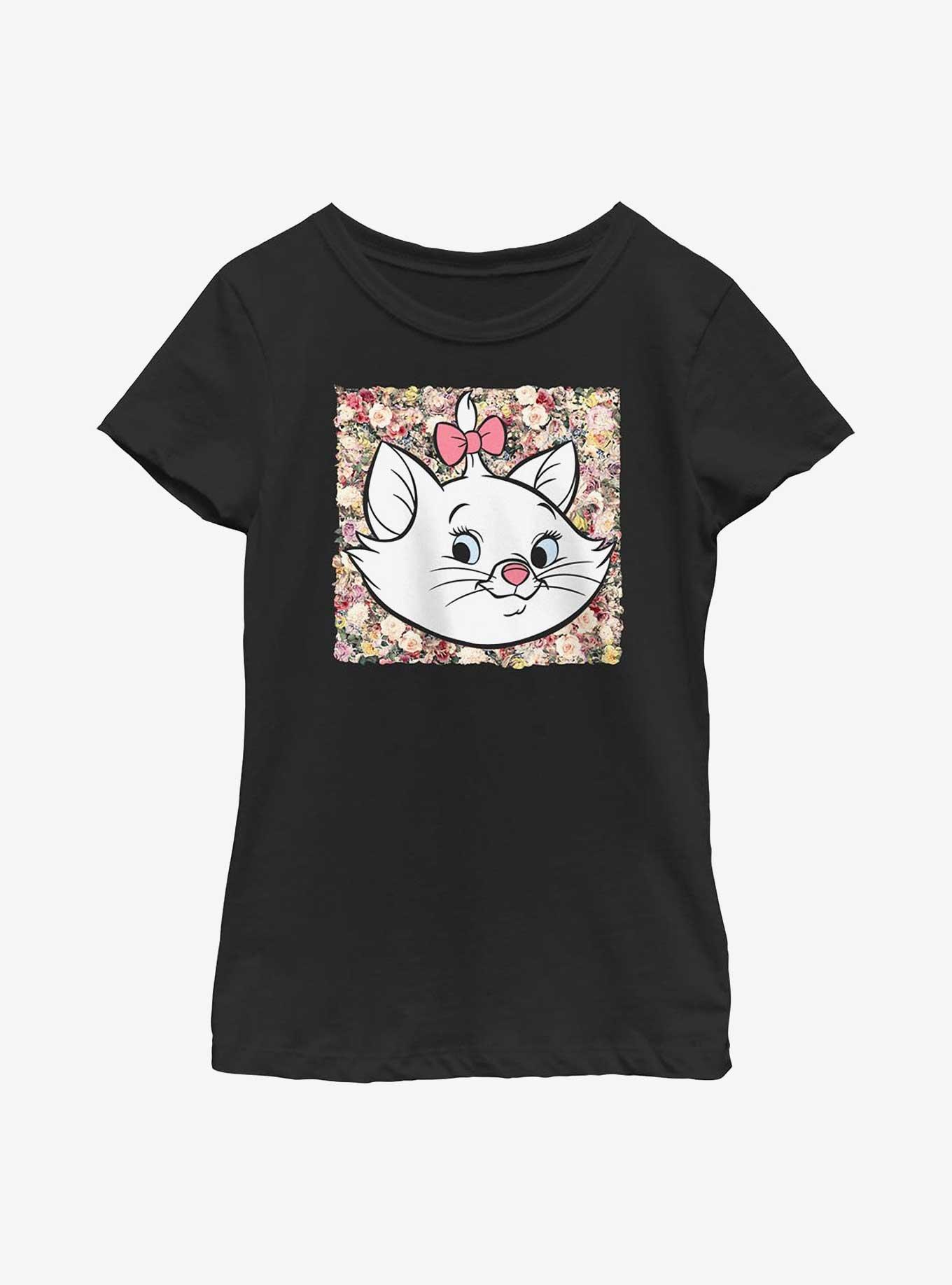 Disney The Aristocats Floral Marie Youth Girls T-Shirt, BLACK, hi-res