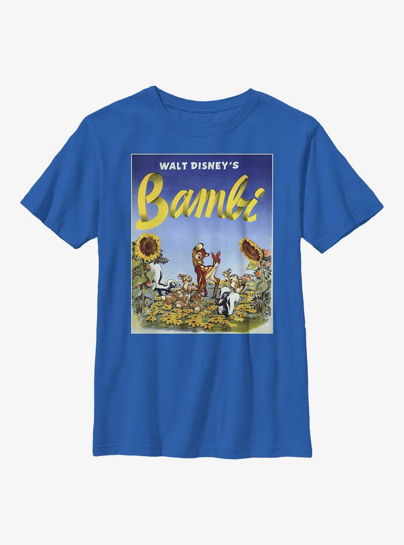 Disney Bambi Sunflowers Poster Youth T-Shirt, ROYAL, hi-res