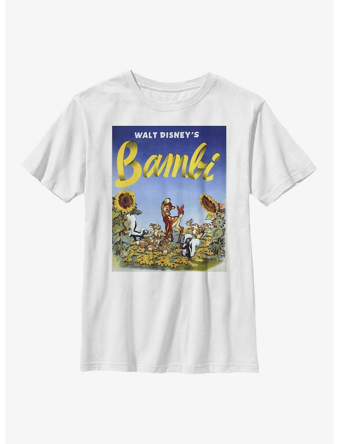 Disney Bambi Sunflowers Poster Youth T-Shirt, WHITE, hi-res