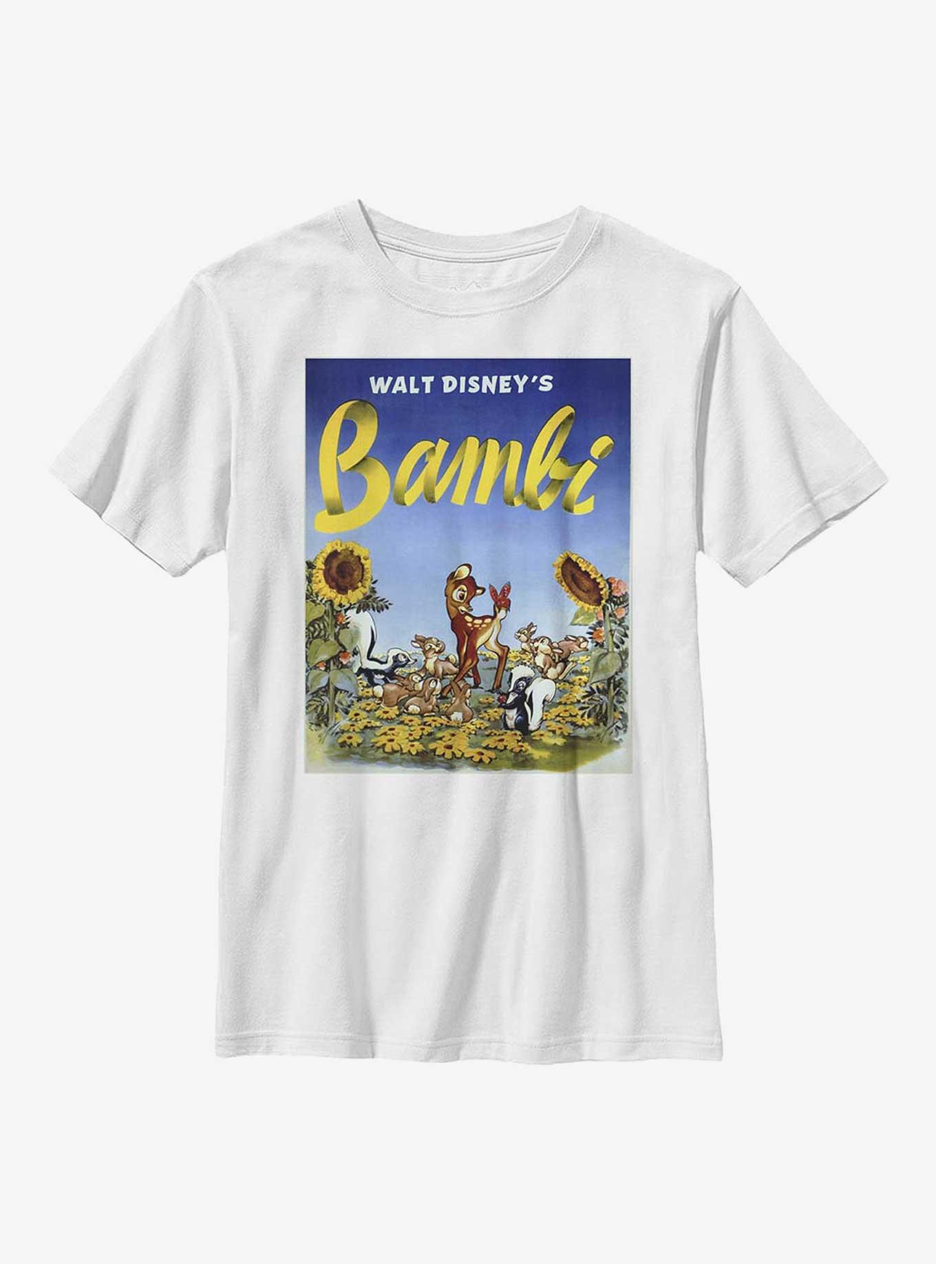 Disney Bambi Sunflowers Poster Youth T-Shirt, WHITE, hi-res