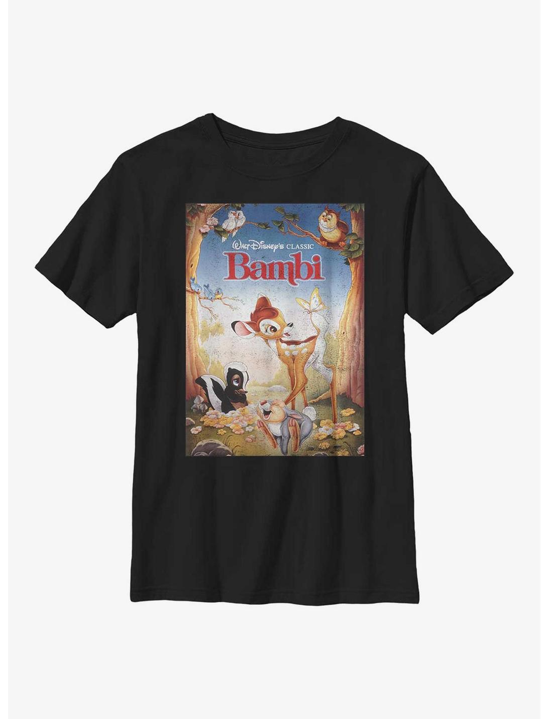 Disney Bambi Beautiful Friendships Poster Youth T-Shirt, BLACK, hi-res