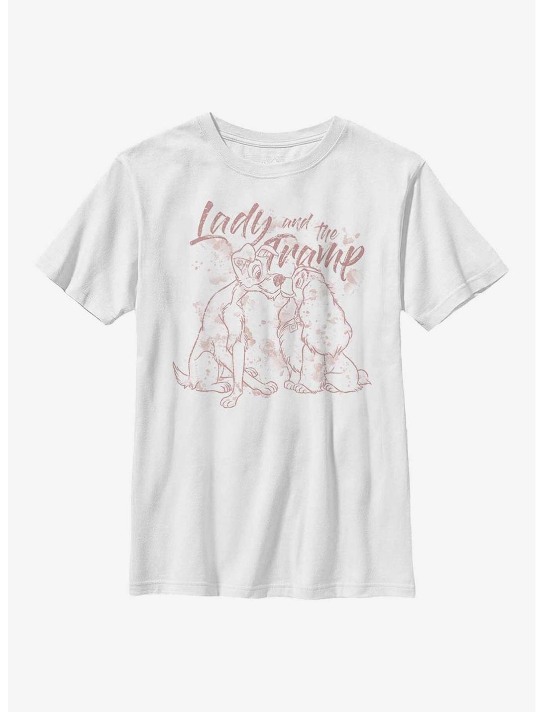 Disney Lady And The Tramp Lineart Youth T-Shirt, WHITE, hi-res