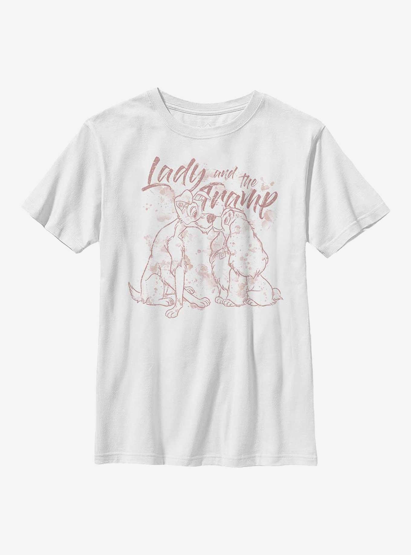 Disney Lady And The Tramp Lineart Youth T-Shirt, WHITE, hi-res