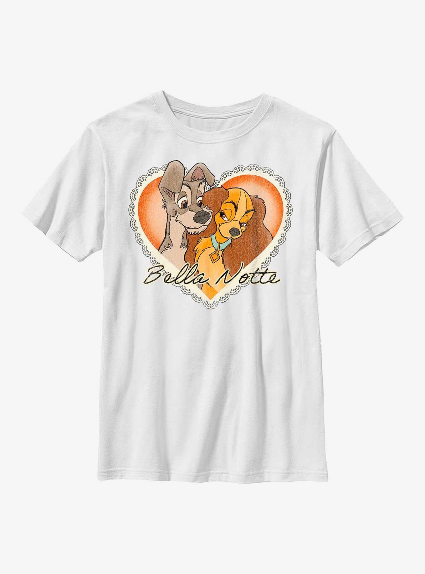 Disney Lady And The Tramp Vintage Bella Notte Youth T-Shirt, WHITE, hi-res