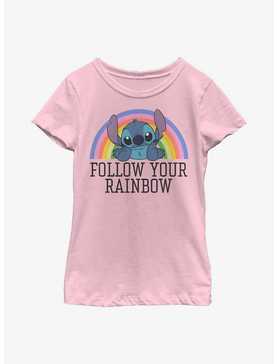 Disney Lilo And Stitch Follow Your Rainbow Youth Girls T-Shirt, , hi-res
