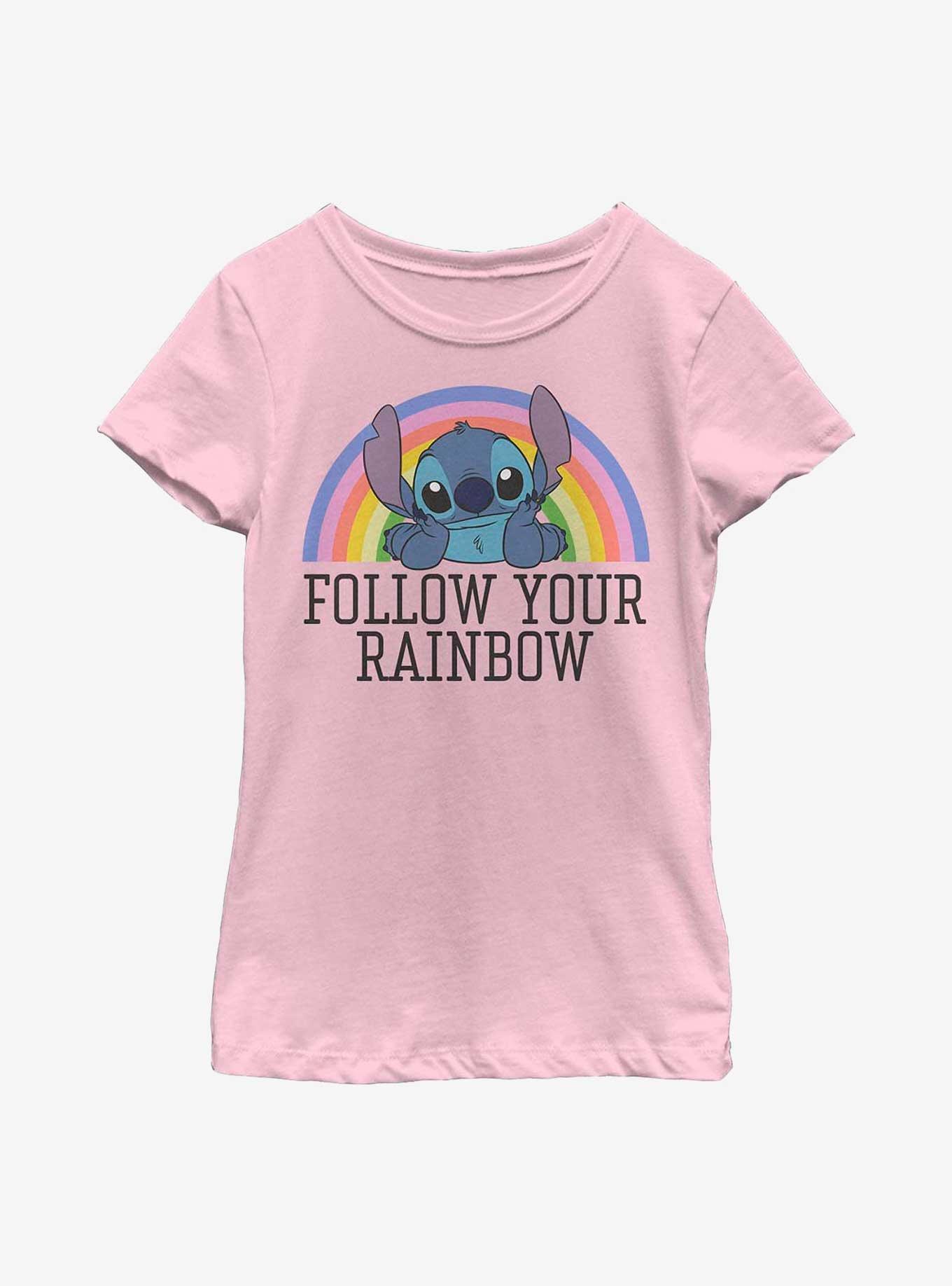 Disney Lilo And Stitch Follow Your Rainbow Youth Girls T-Shirt, , hi-res