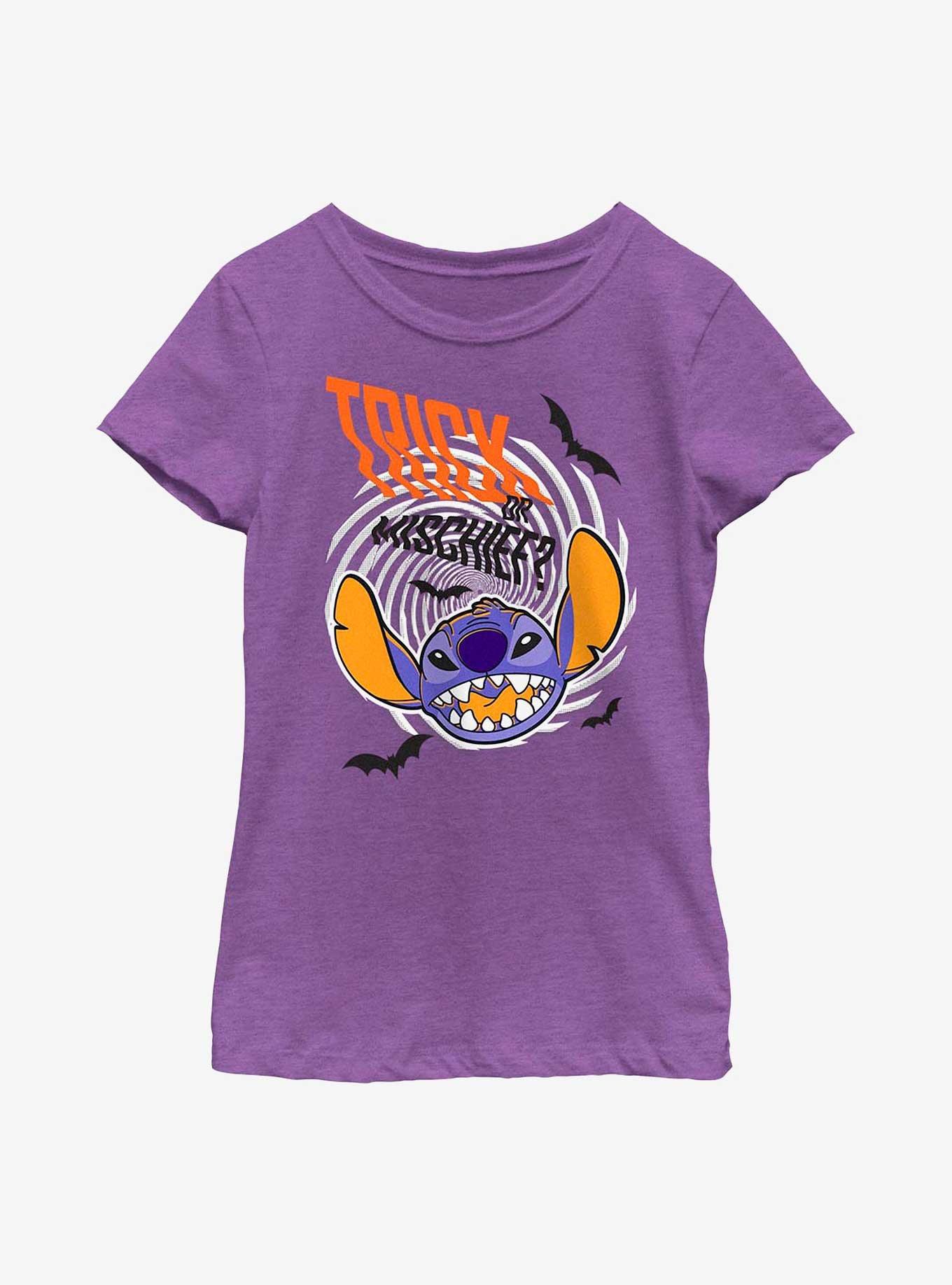 Disney Lilo And Stitch Trick Or Mischief Youth Girls T-Shirt, PURPLE BERRY, hi-res