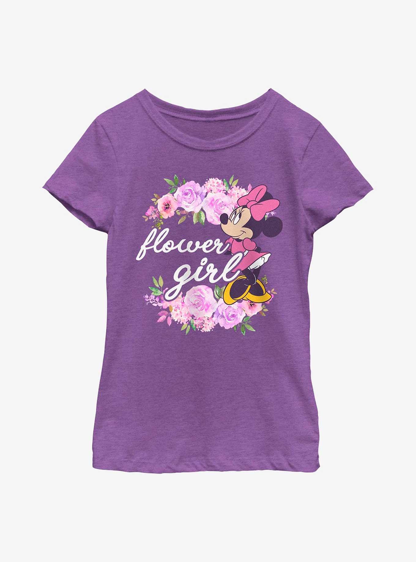 Disney Minnie Mouse Flower Girl Youth Girls T-Shirt, PURPLE BERRY, hi-res