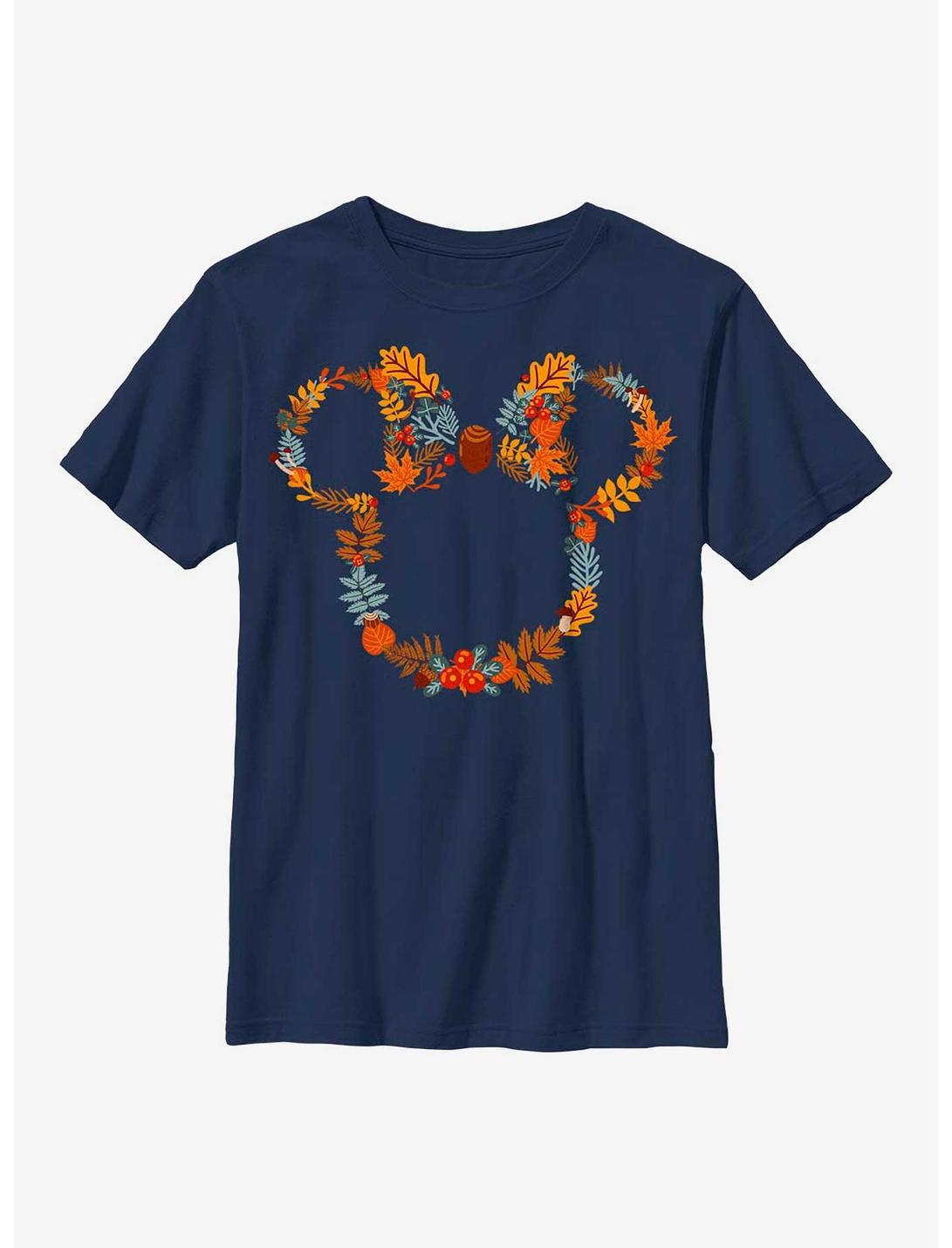 Disney Minnie Mouse Autumn Wreath Youth T-Shirt, NAVY, hi-res