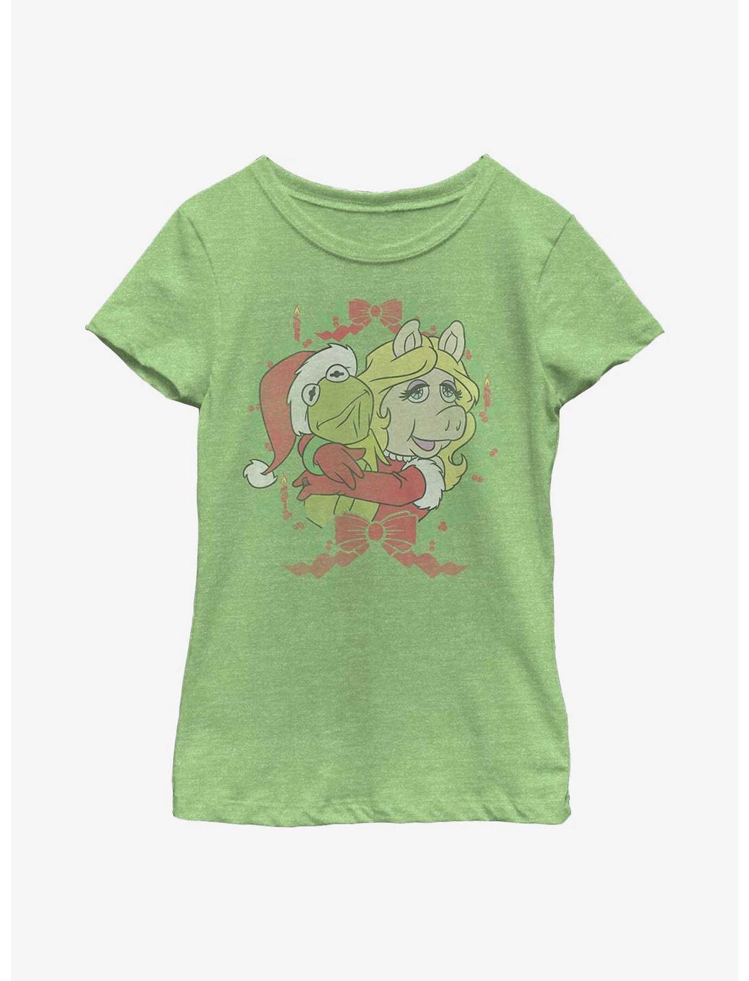 Disney The Muppets Kermit & Miss Piggy Wreath Love Youth Girls T-Shirt, GRN APPLE, hi-res